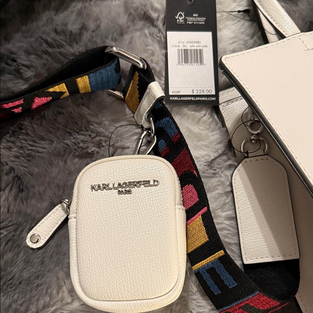 Karl Lagerfeld White Tote with Multicolor Lettering - Picture 2 of 7